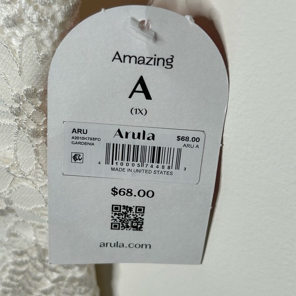 Arula Women’s 1X Gardenia Lace Crop Faux Corset Top Cream Scoop Neck Boho Floral - Picture 5 of 8